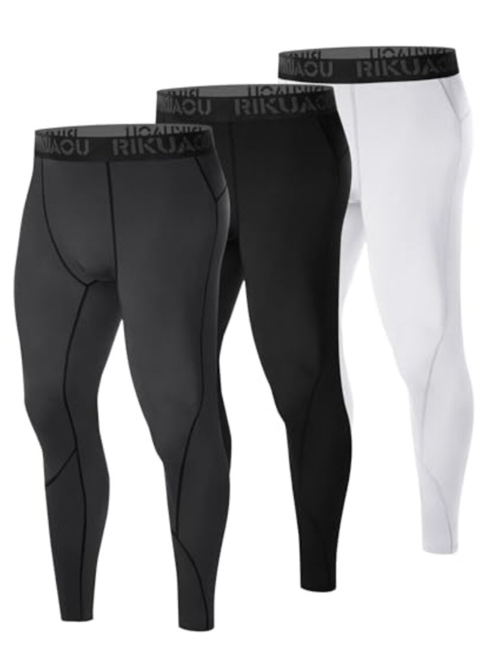 3 Pack Men's Compression Pants Athletic Leggings Base Layer Workout Tights